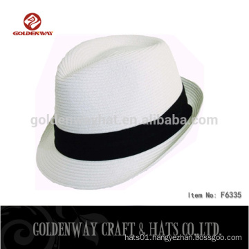 yiwu factory supplier cheap white color fedora hat custom logo band